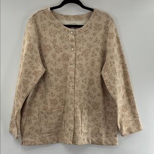 3For$20 Laura Scott Beige and Cream Knit Button Up Cardigan  size 16/18W